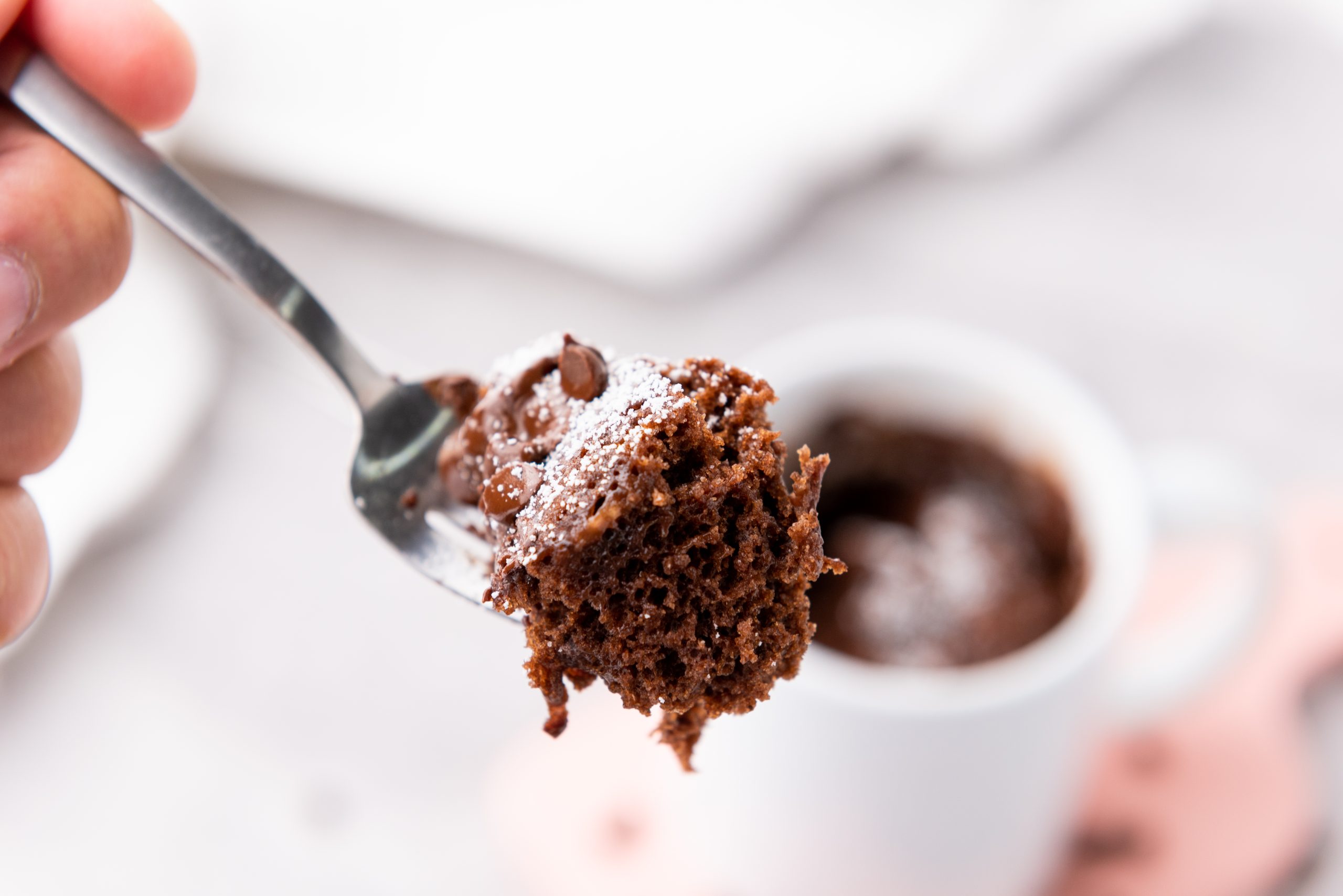 bite of brownie mug cake