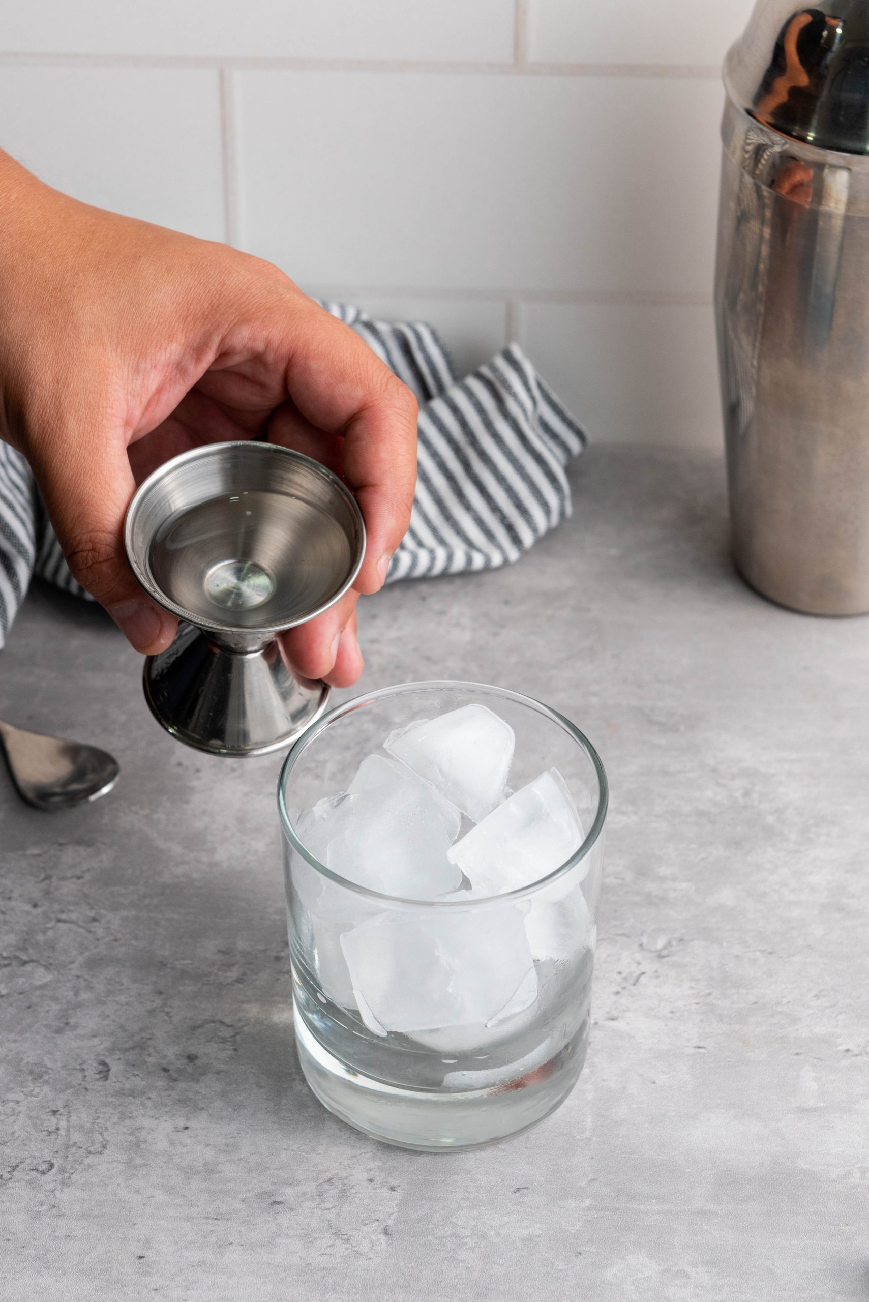 vodka in the glass of ice