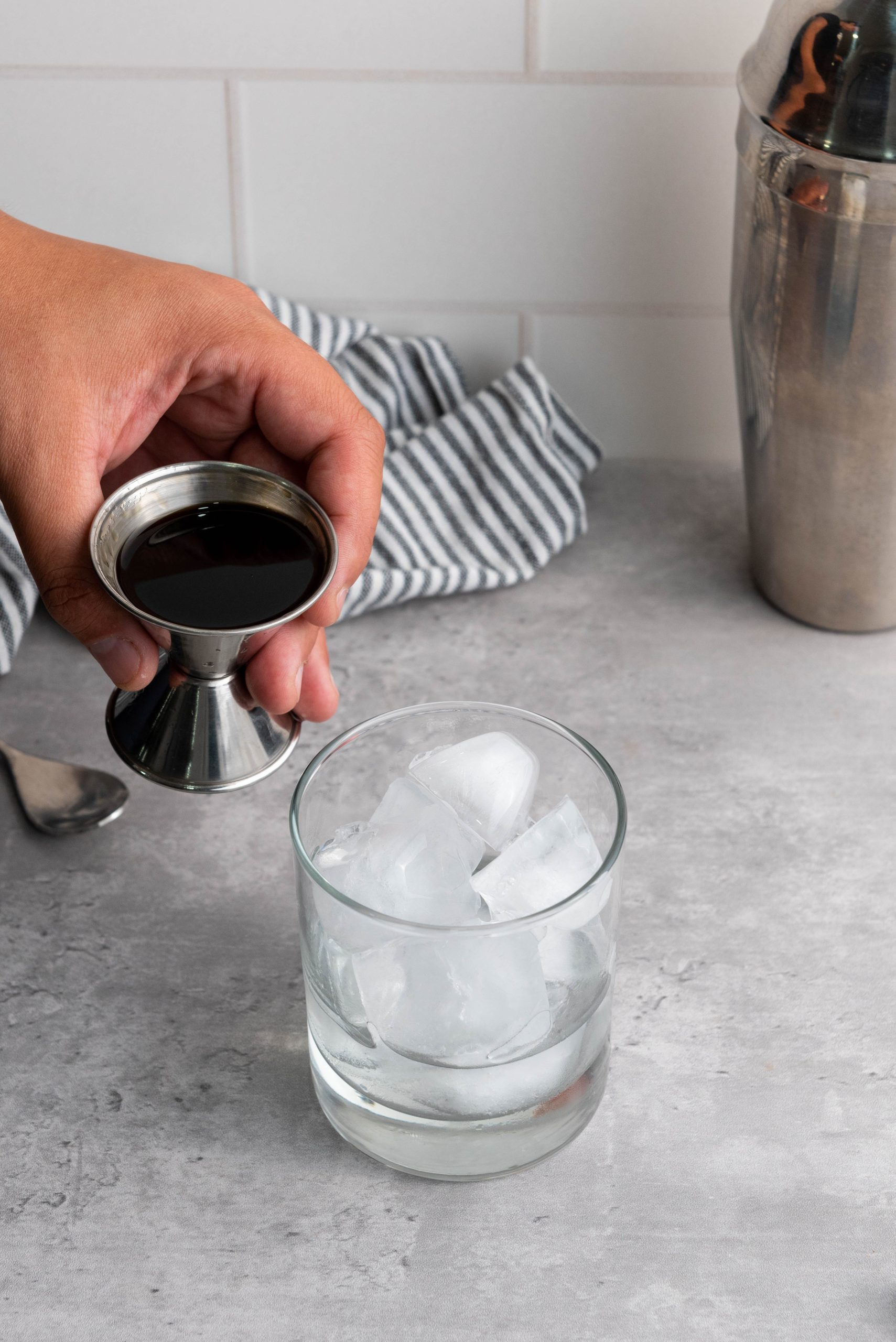 coffee liqueur over ice and vodka 