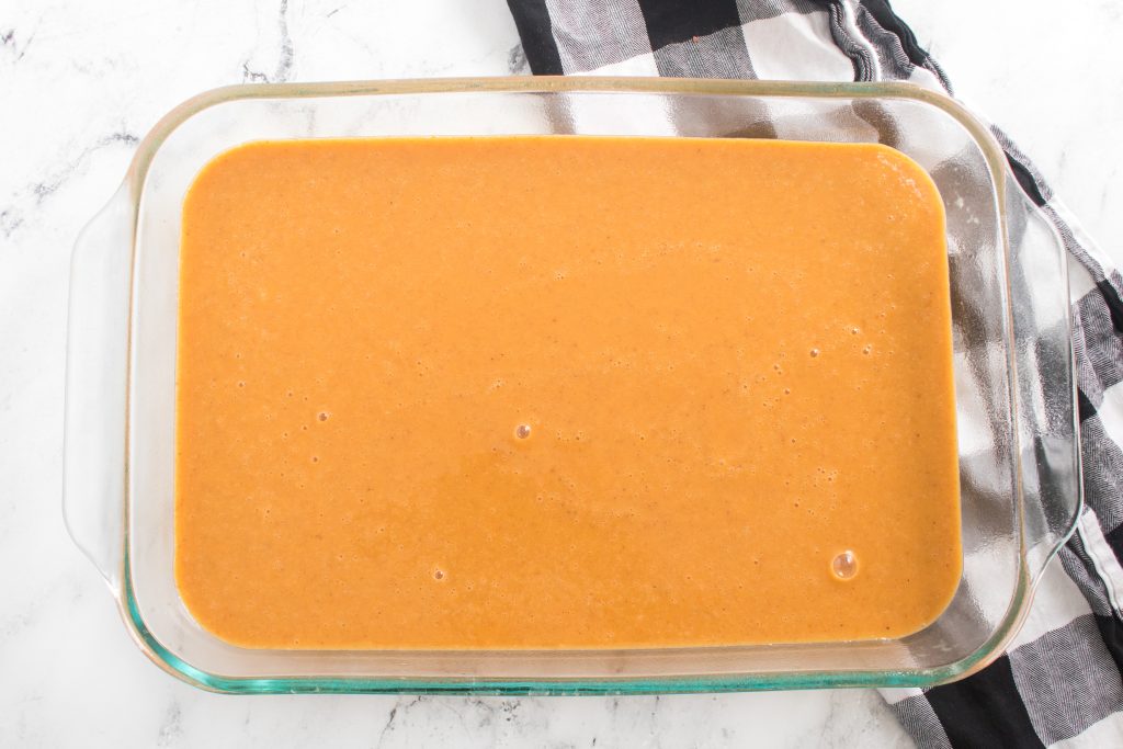 pumpkin mixture in the pan