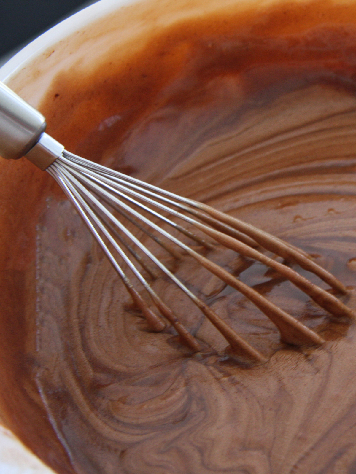 mixing chocolate syrup in a pot