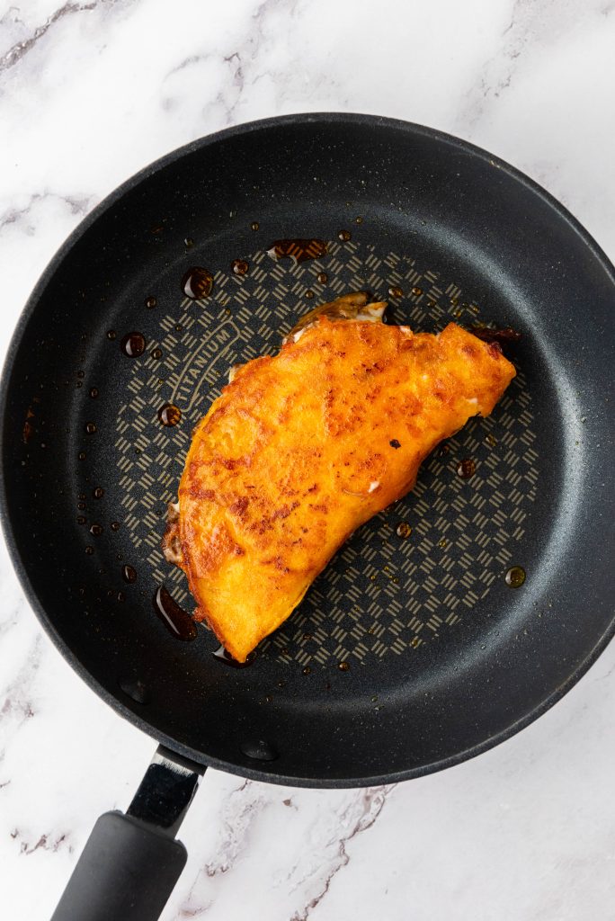 fried taco in the pan