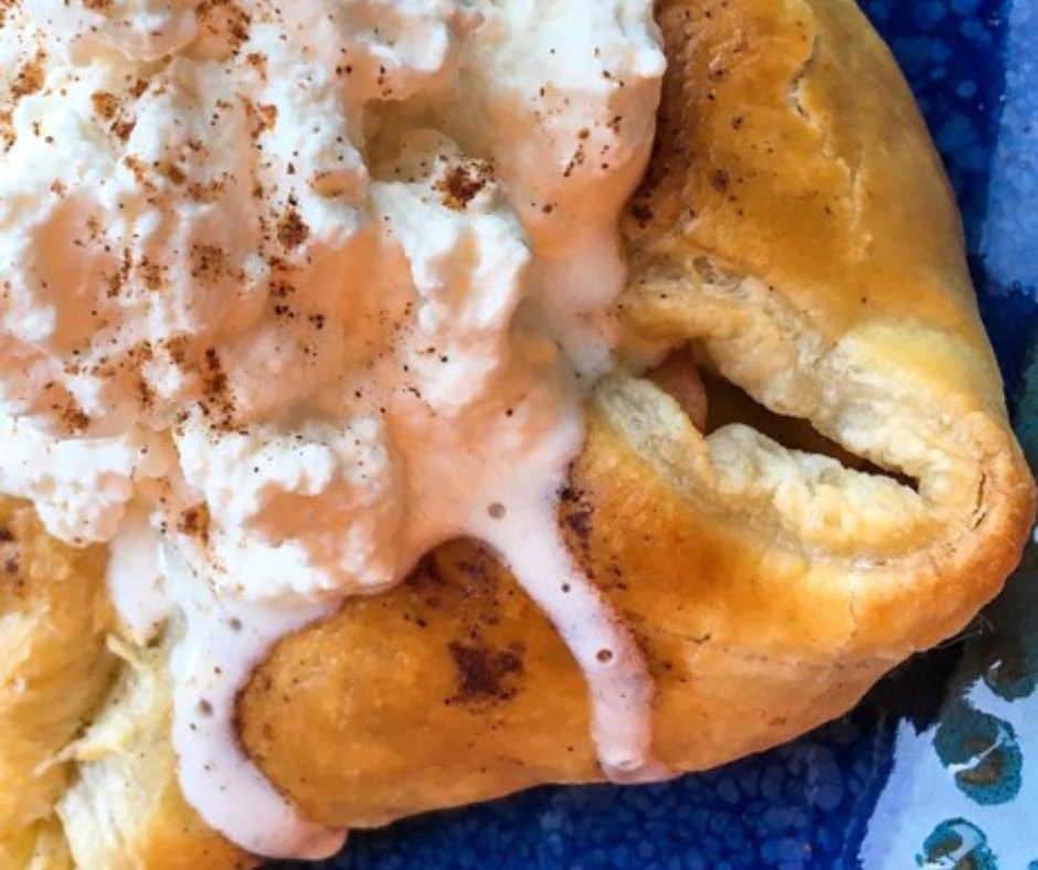 Cinnamon Apple Tarts with ice cream on top.