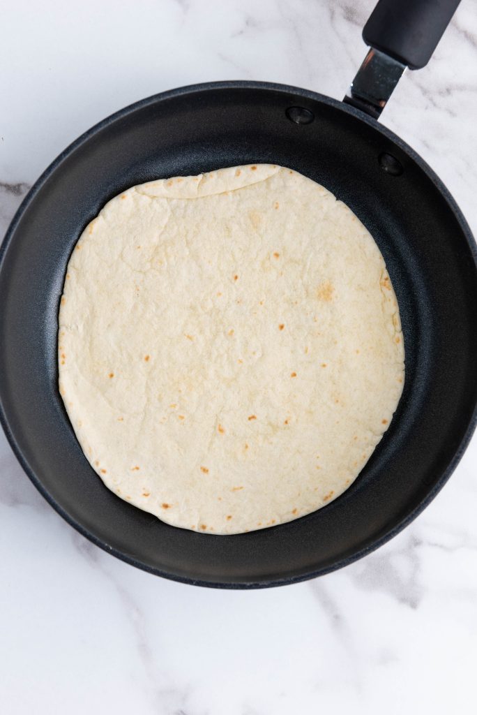 tortilla in frying pan