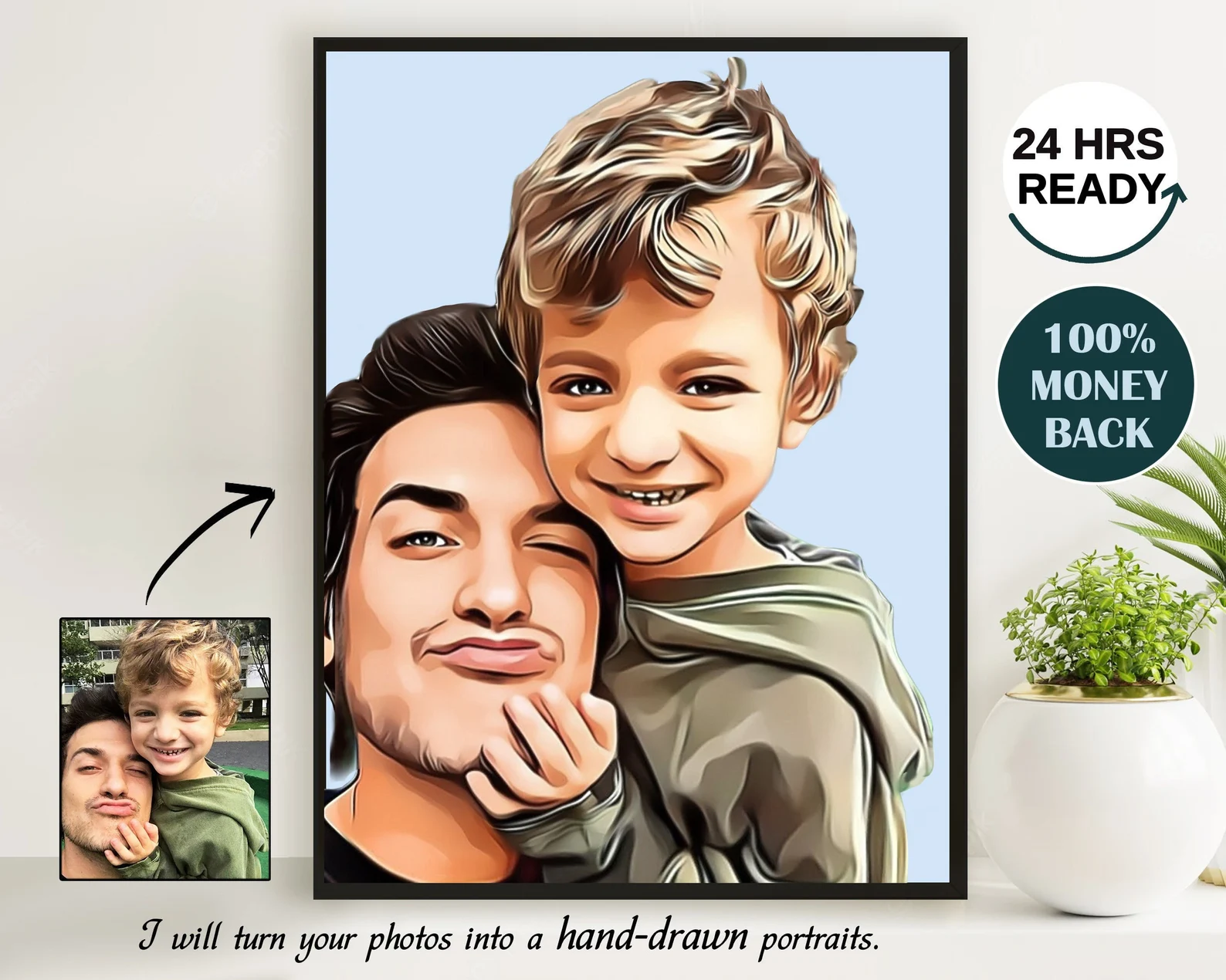 Custom Cartoon Portrait of Dad