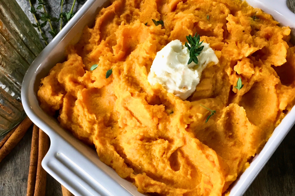 Creamy Mashed Sweet Potatoes with Fresh Thyme