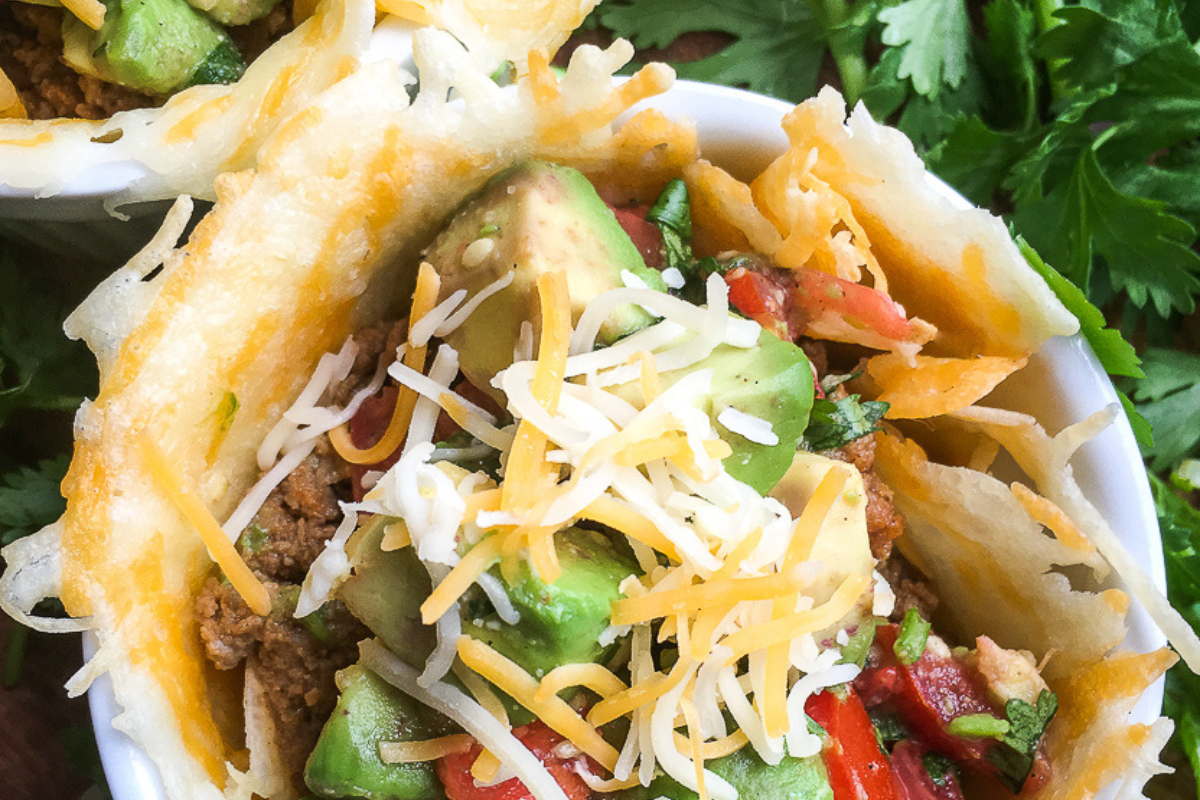 Keto Taco Cups with Avocado Salsa