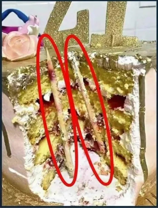 cake with sticks in it