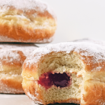bite out of a jam filled donut
