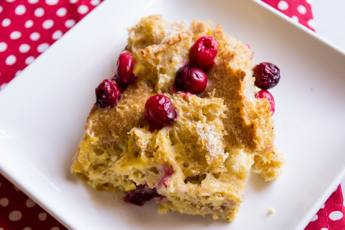 Cranberry Eggnog Breakfast Bake