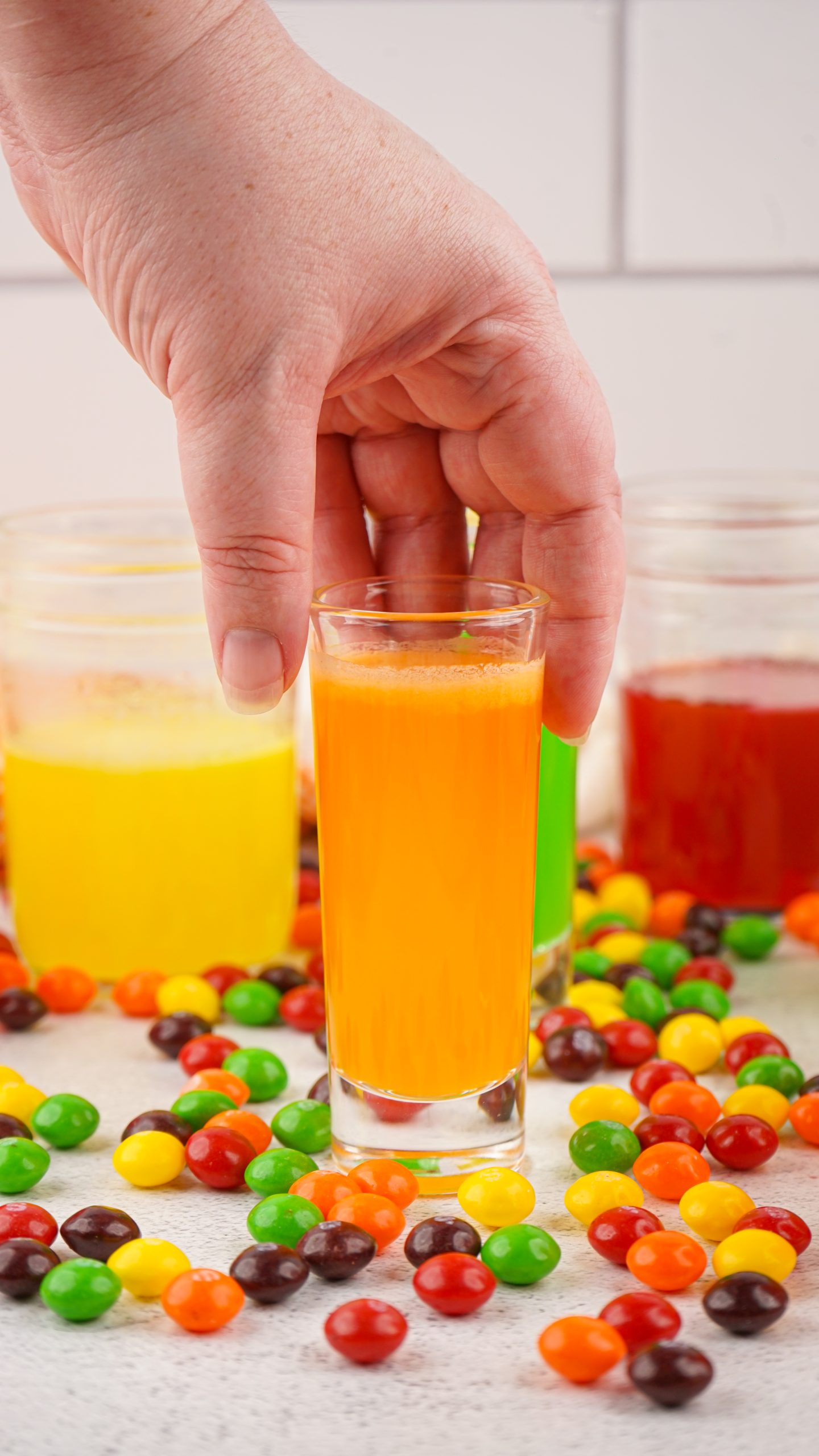 skittles vodka in a shot glass