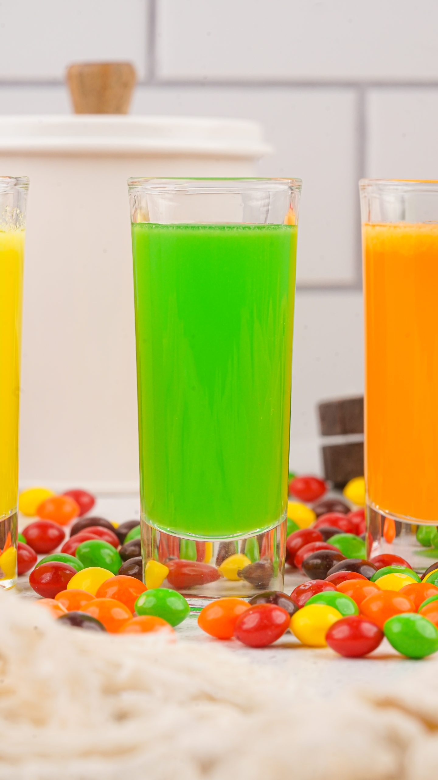 close up of green candy vodka