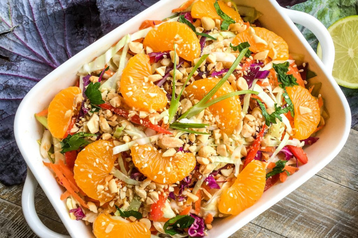 Asian Cabbage Salad with Peanut Dressing