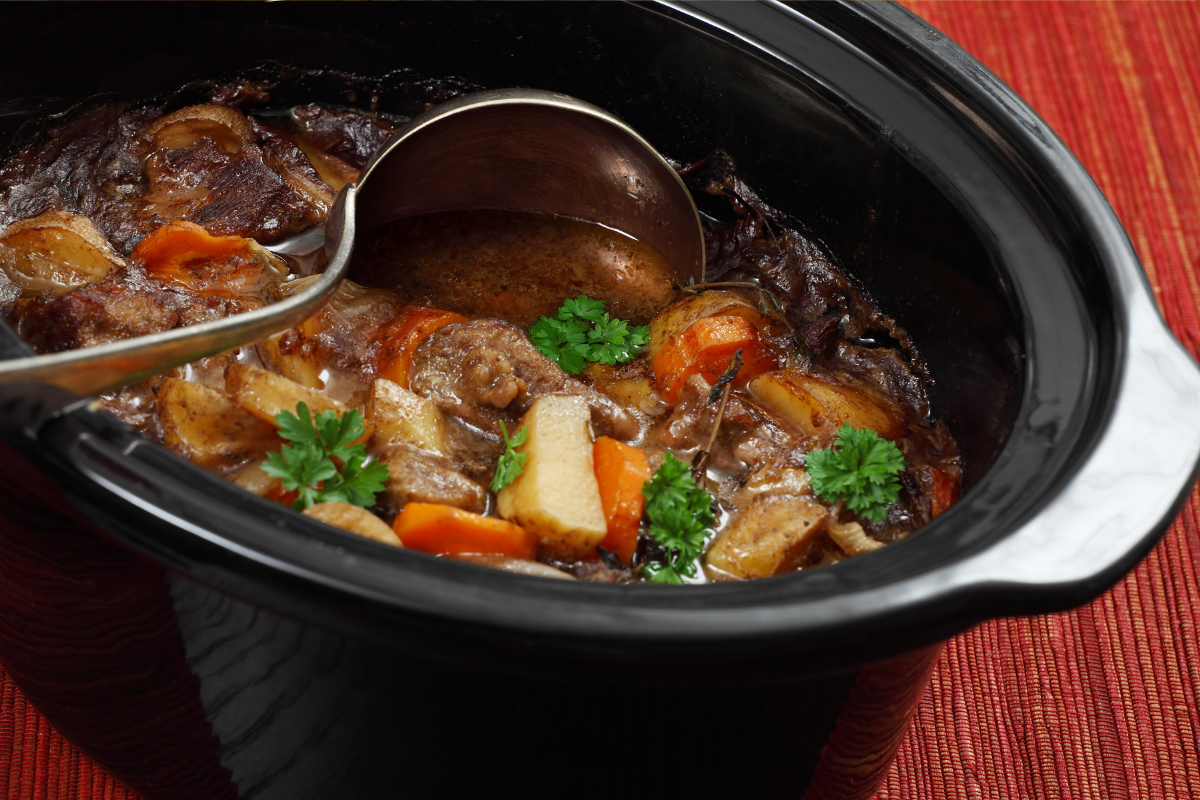 filled slow cooker