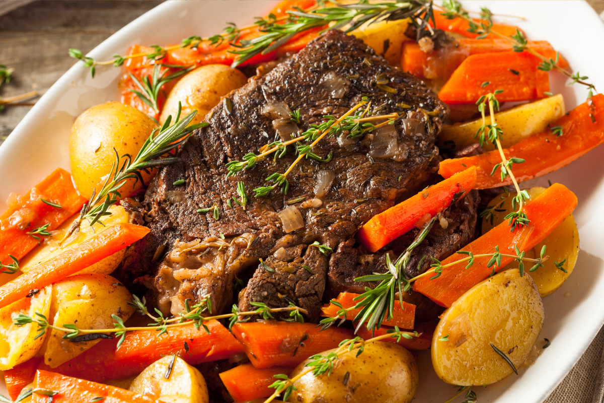 herbs on the meat