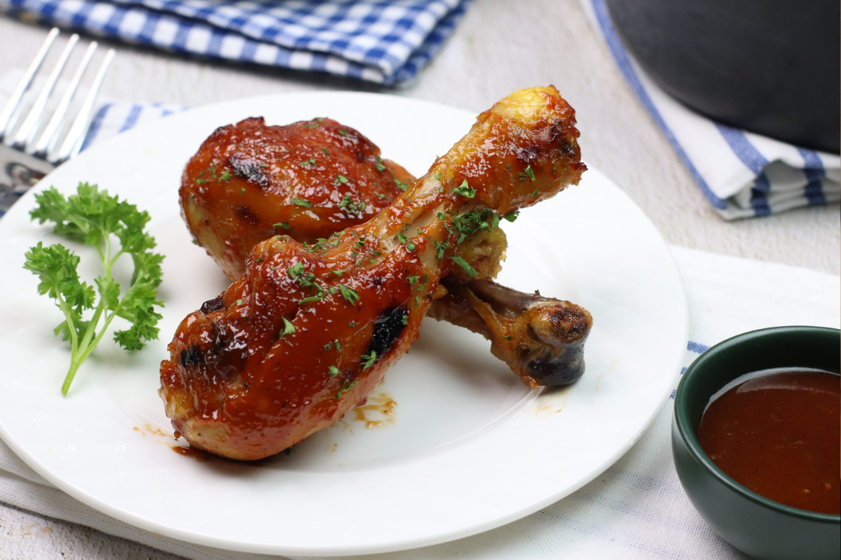 homemade bbq sauce with chicken drumsticks