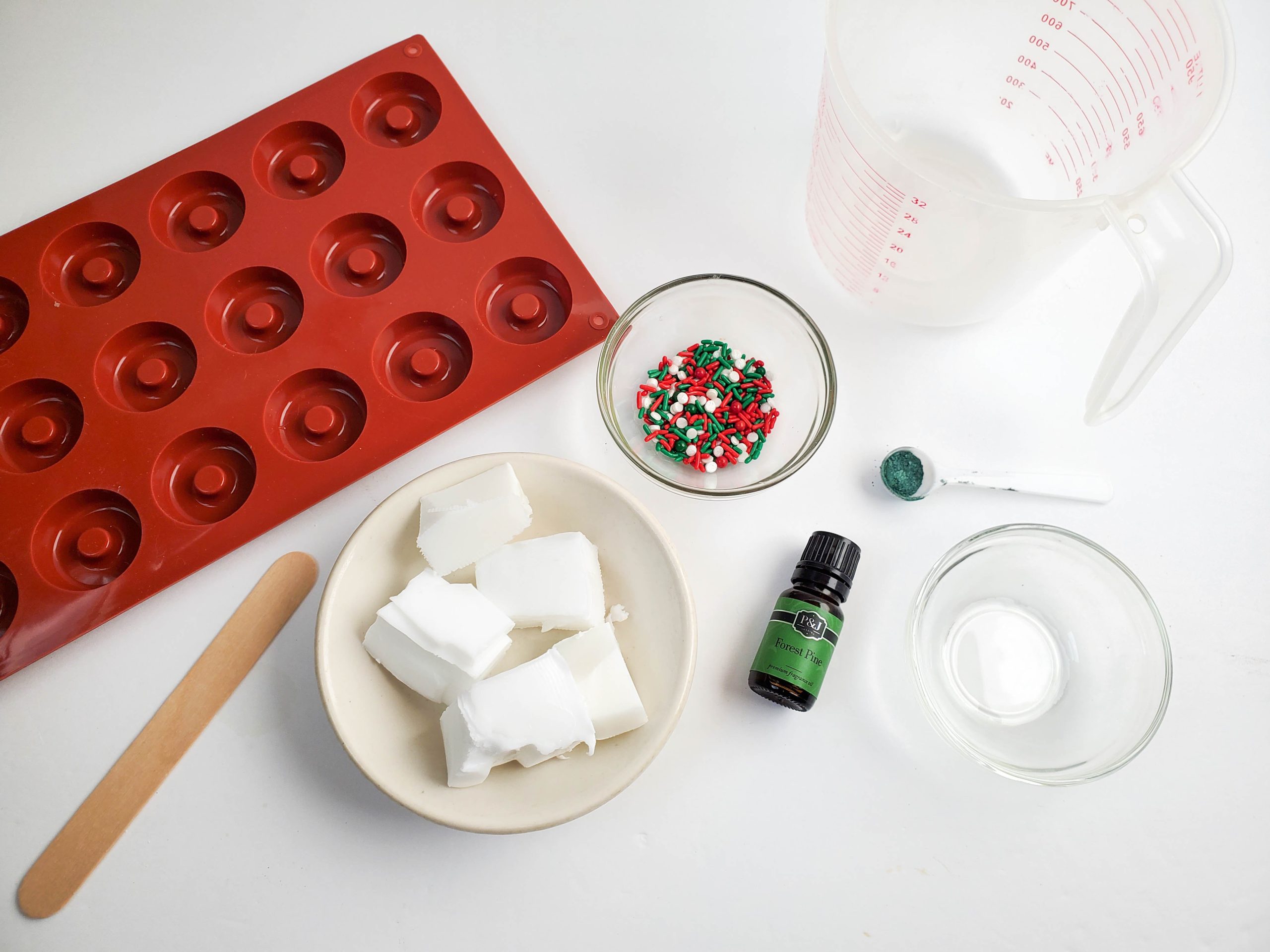 supplies for DIY Christmas Wreath Soap