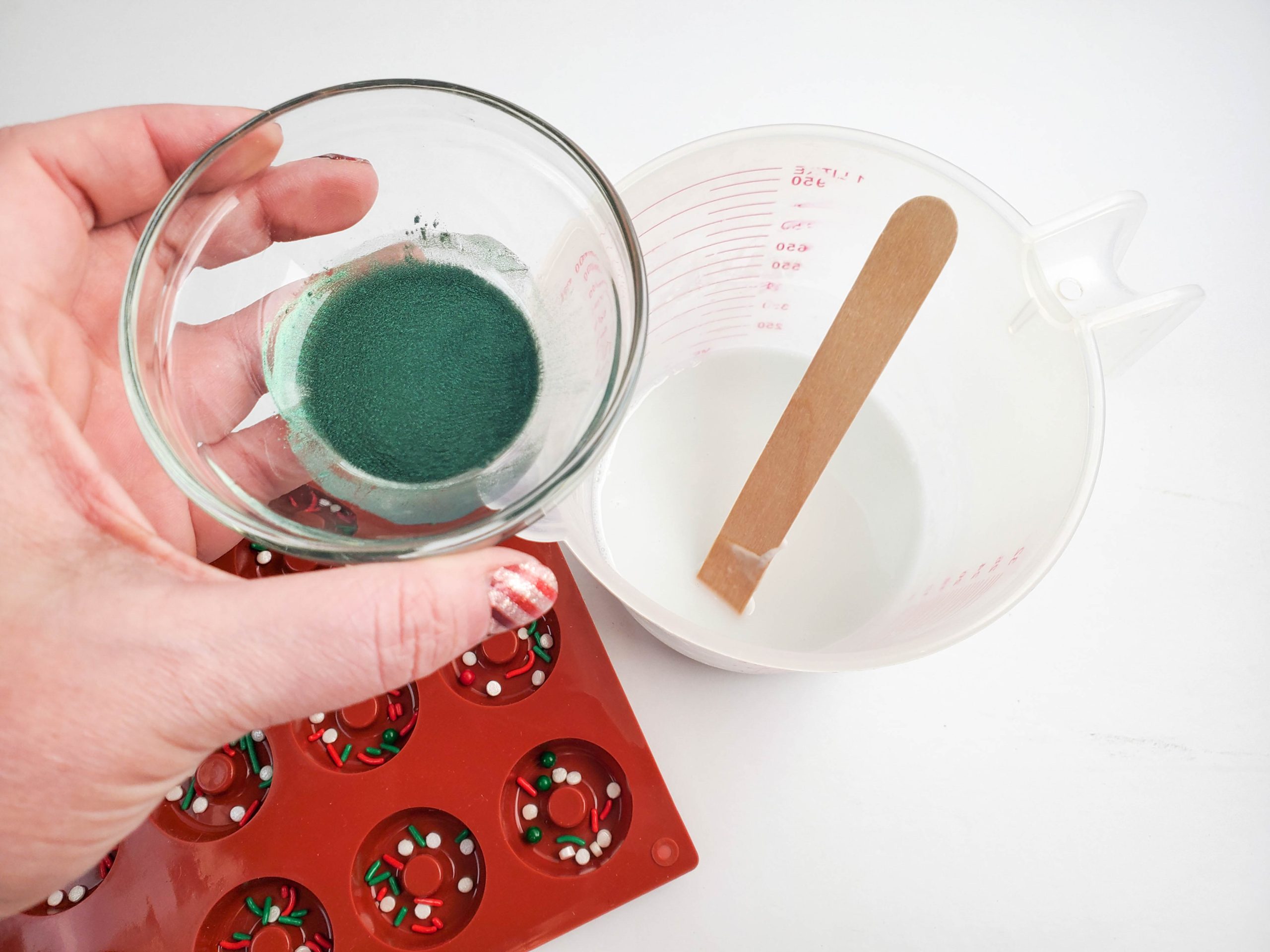 melt the soap base and then add the color