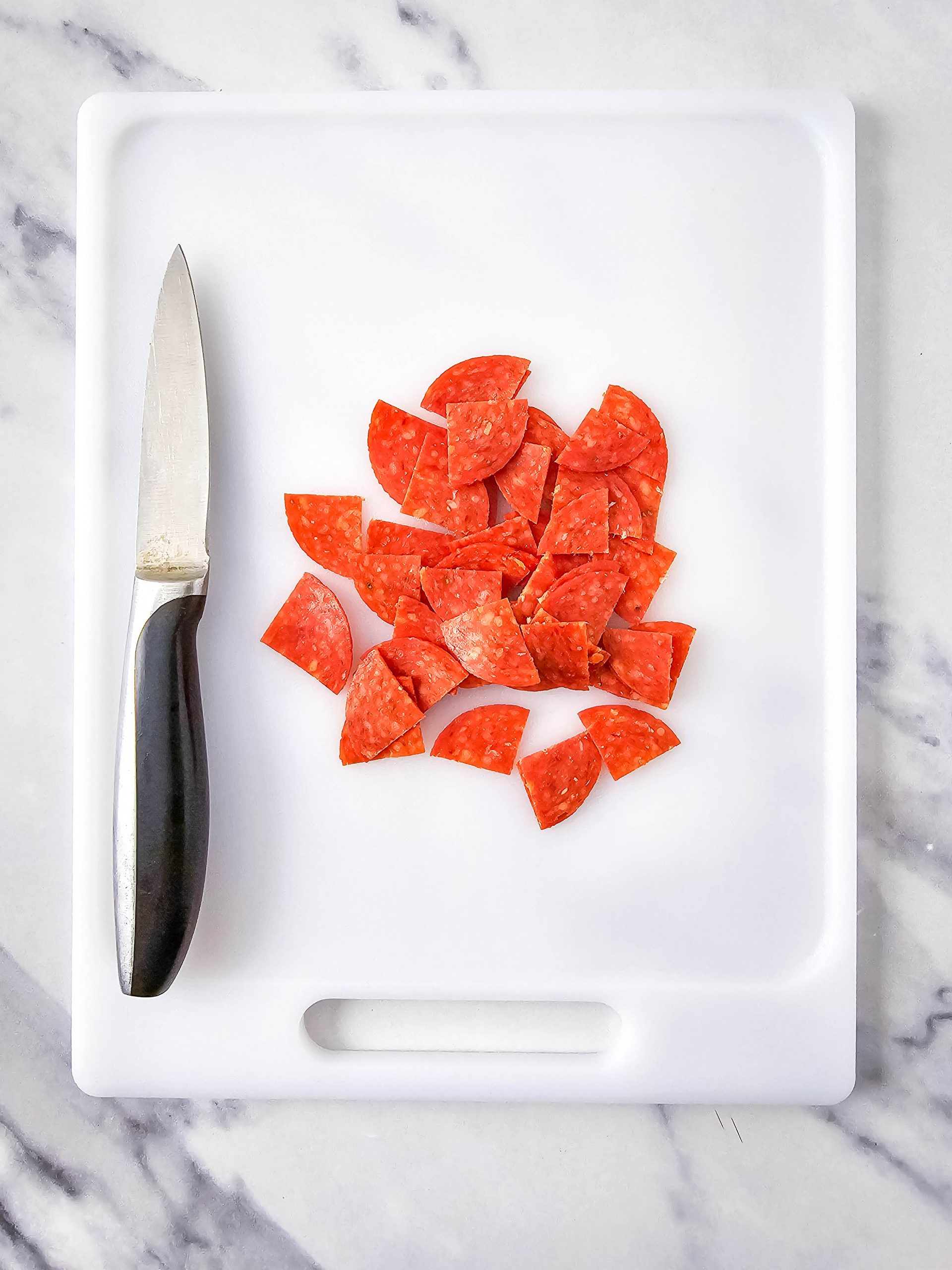 pepperoni cut into pieces