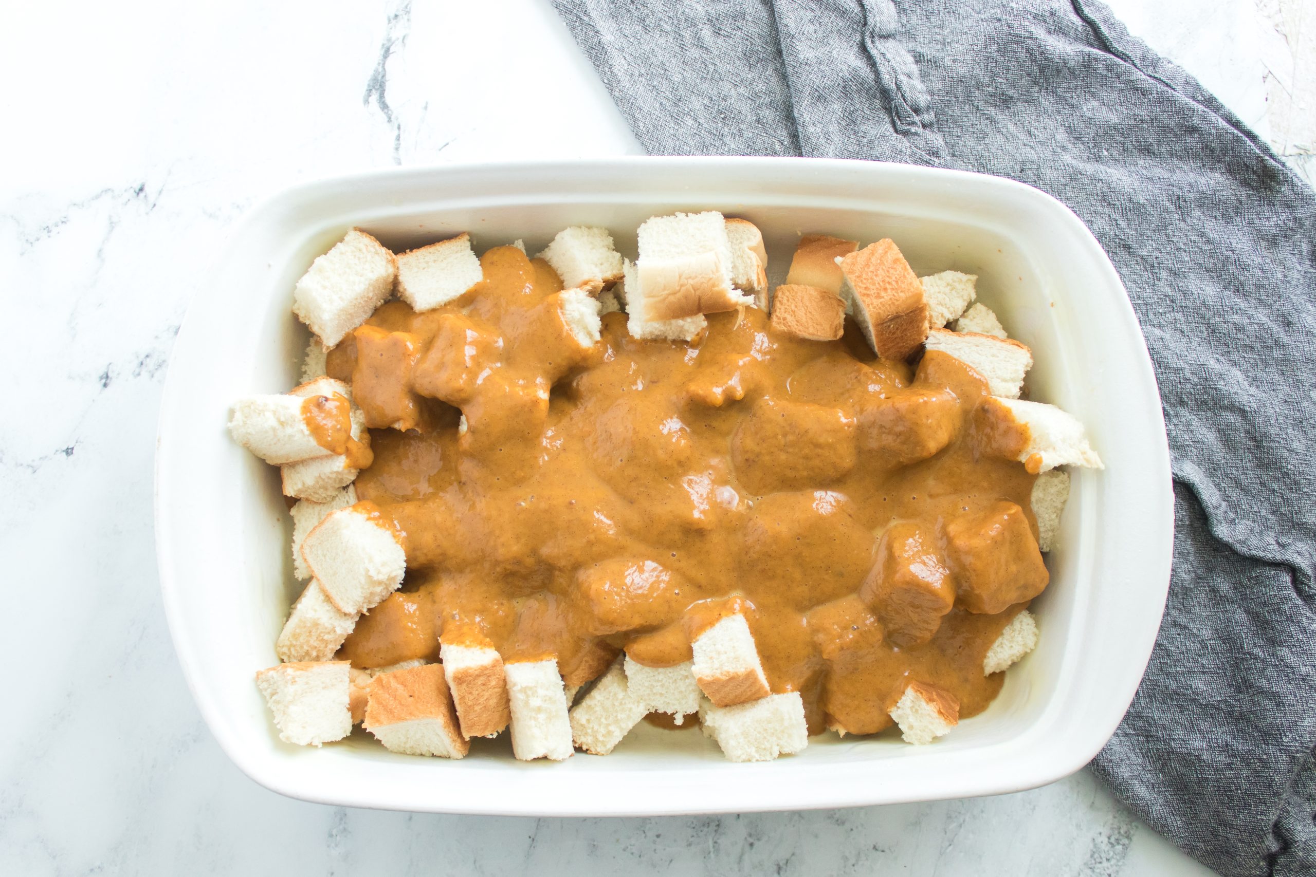 pumpkin french toast casserole to be baked