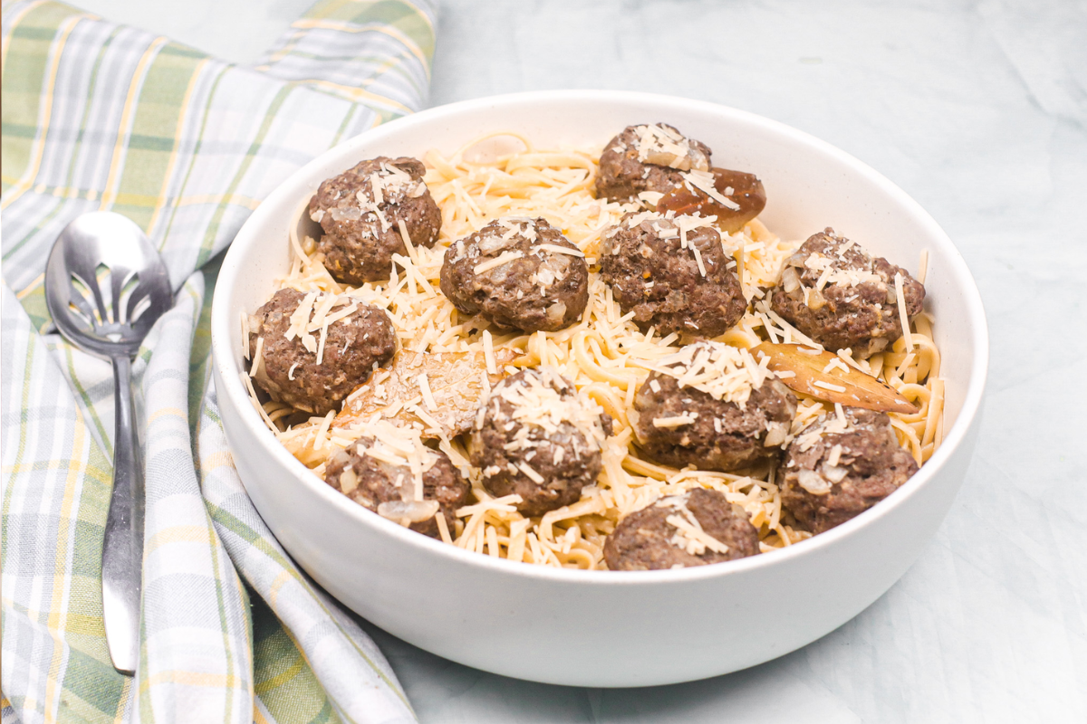 lemon sage pasta with meatballs