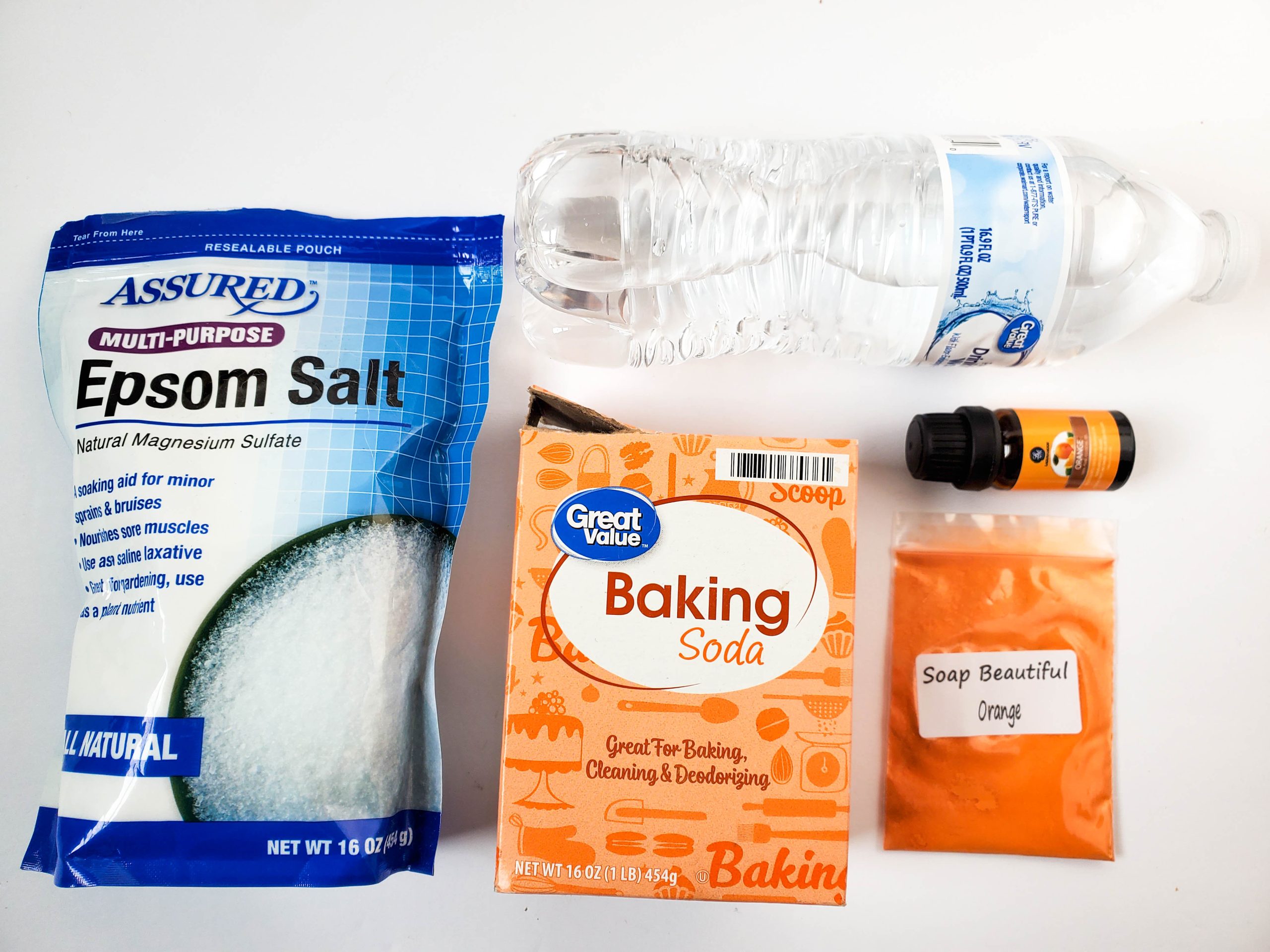 ingredients for sweet orange shower steamer