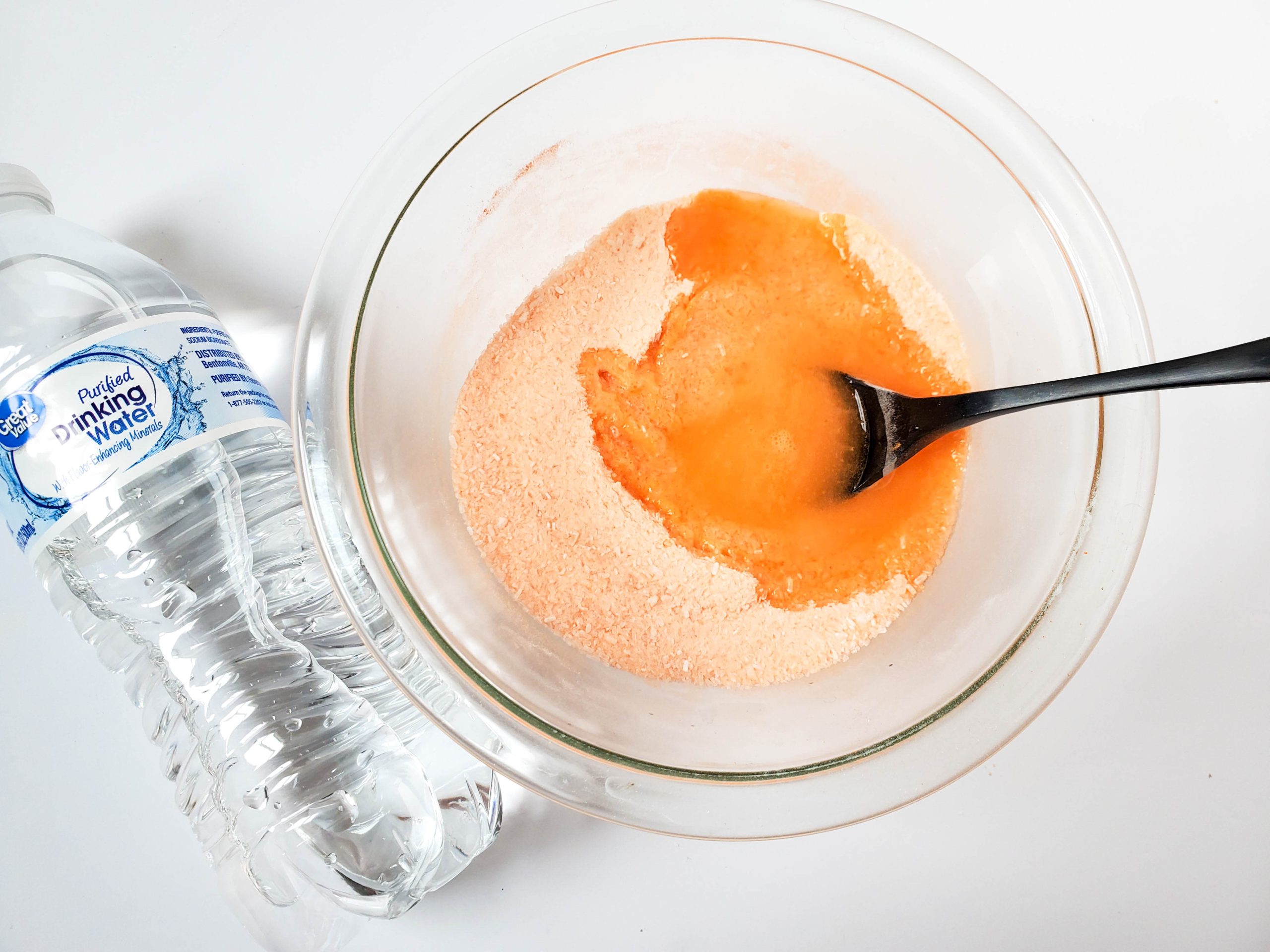 adding a small amount of water to the dry ingredients