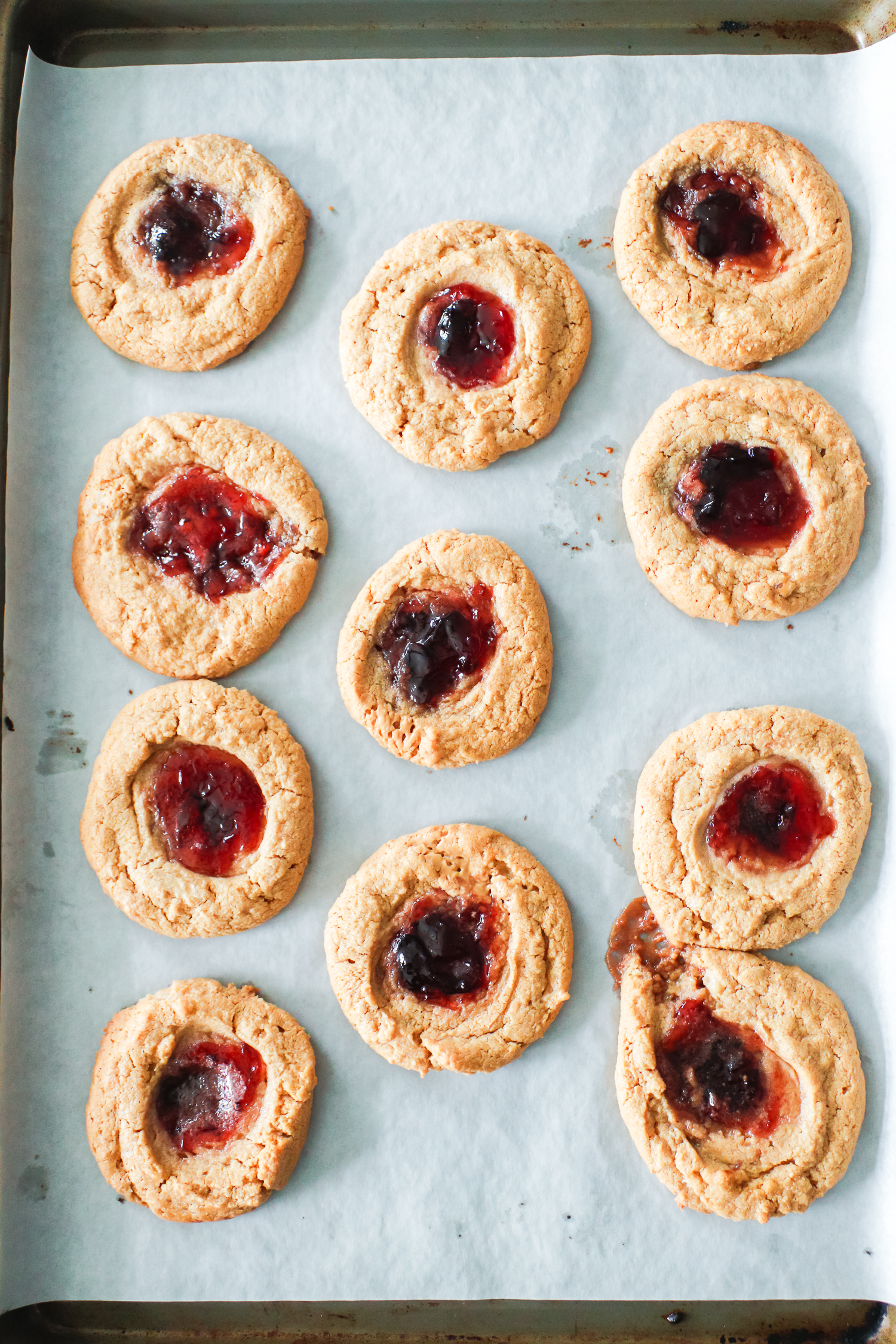 baked peanut butter and jelly cookies