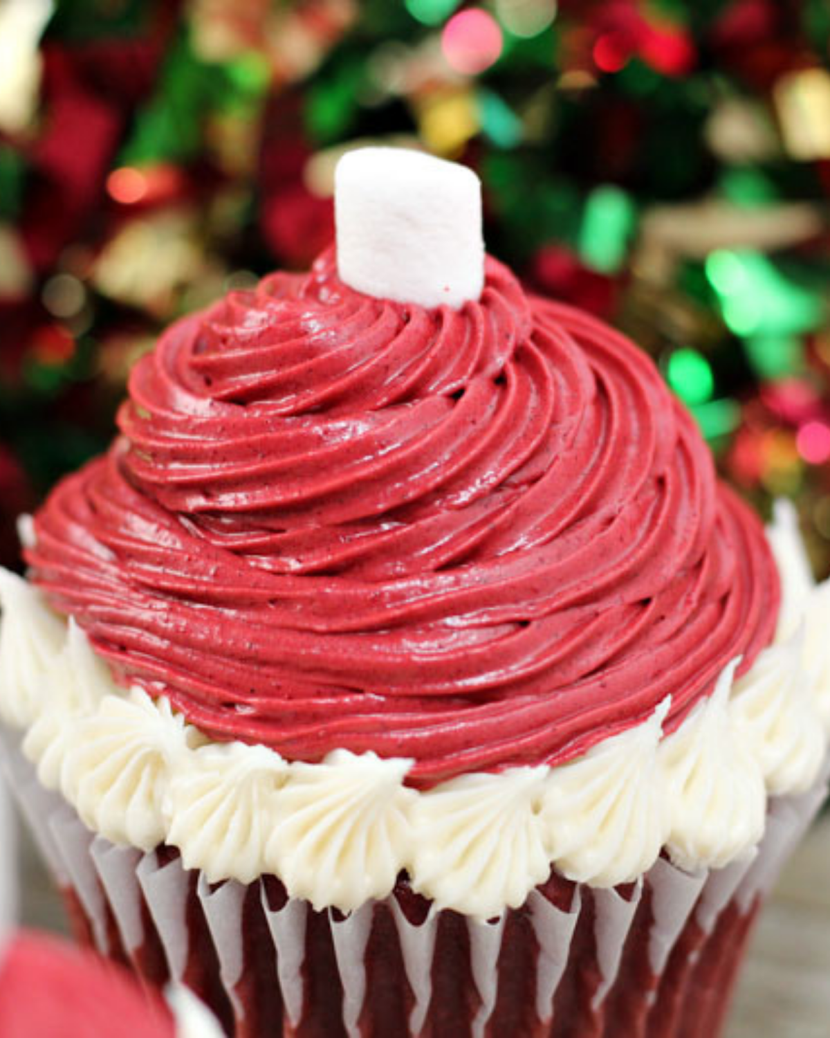 santa hat cupcakes