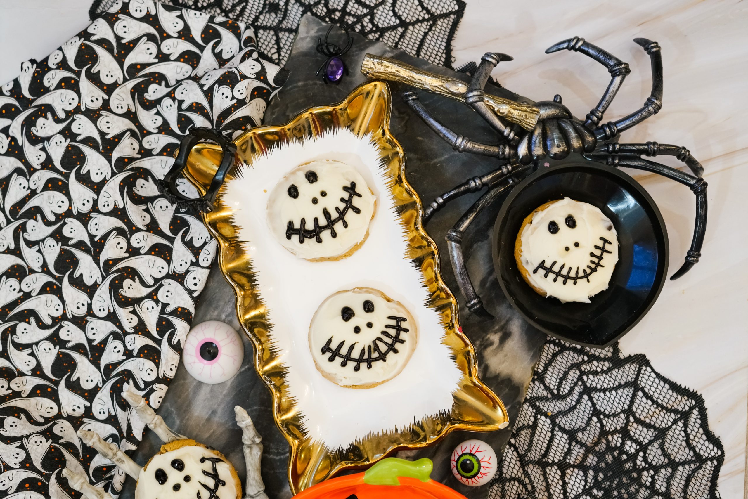 Jack Skellington Cookies on a plate