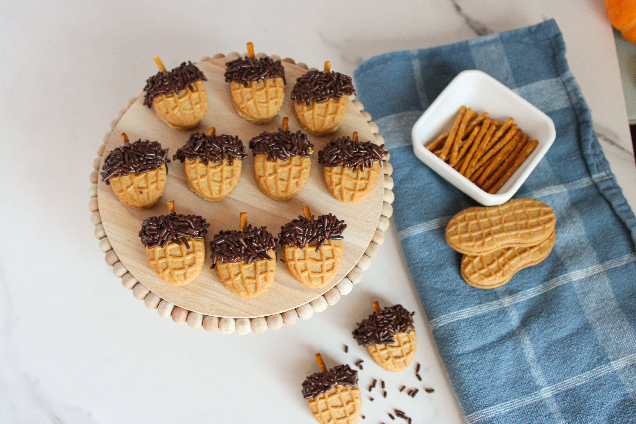 acorn cookies on a plate