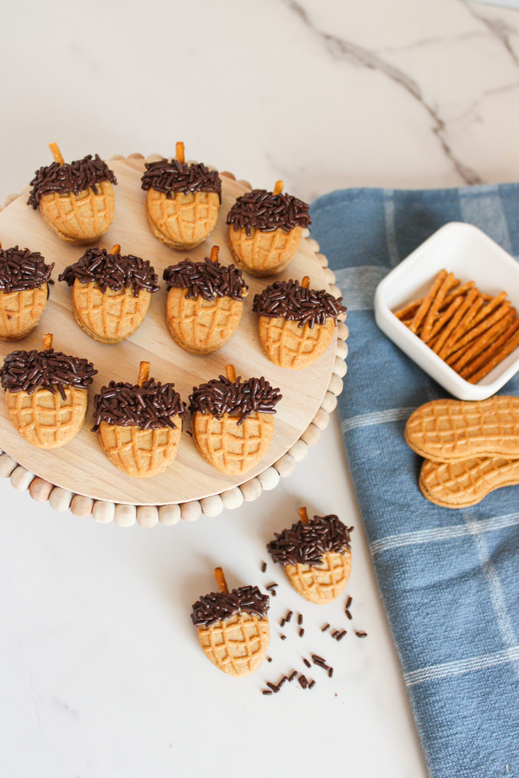acorn cookies together on a plate