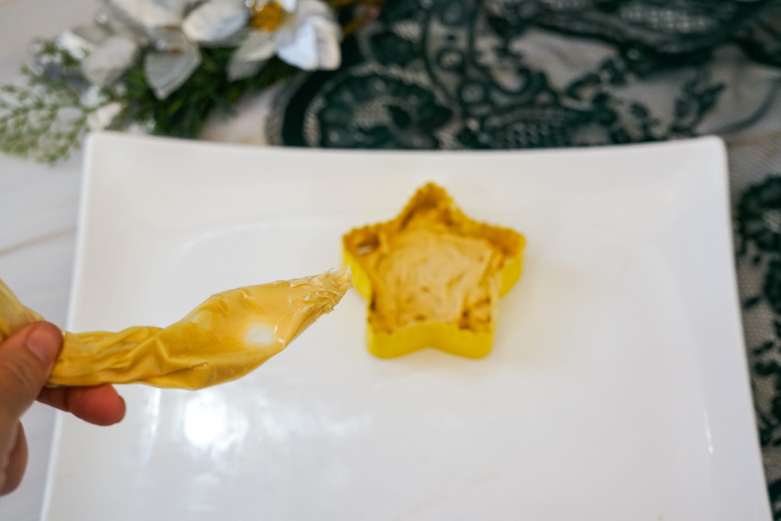 add the yellow frosting for the tree