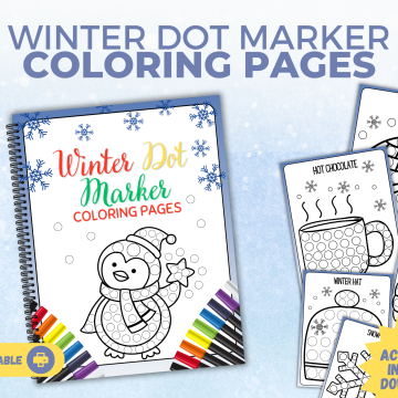 winter dot marker coloring pages mockup
