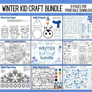 Winter Kid Craft printable bundle mockup