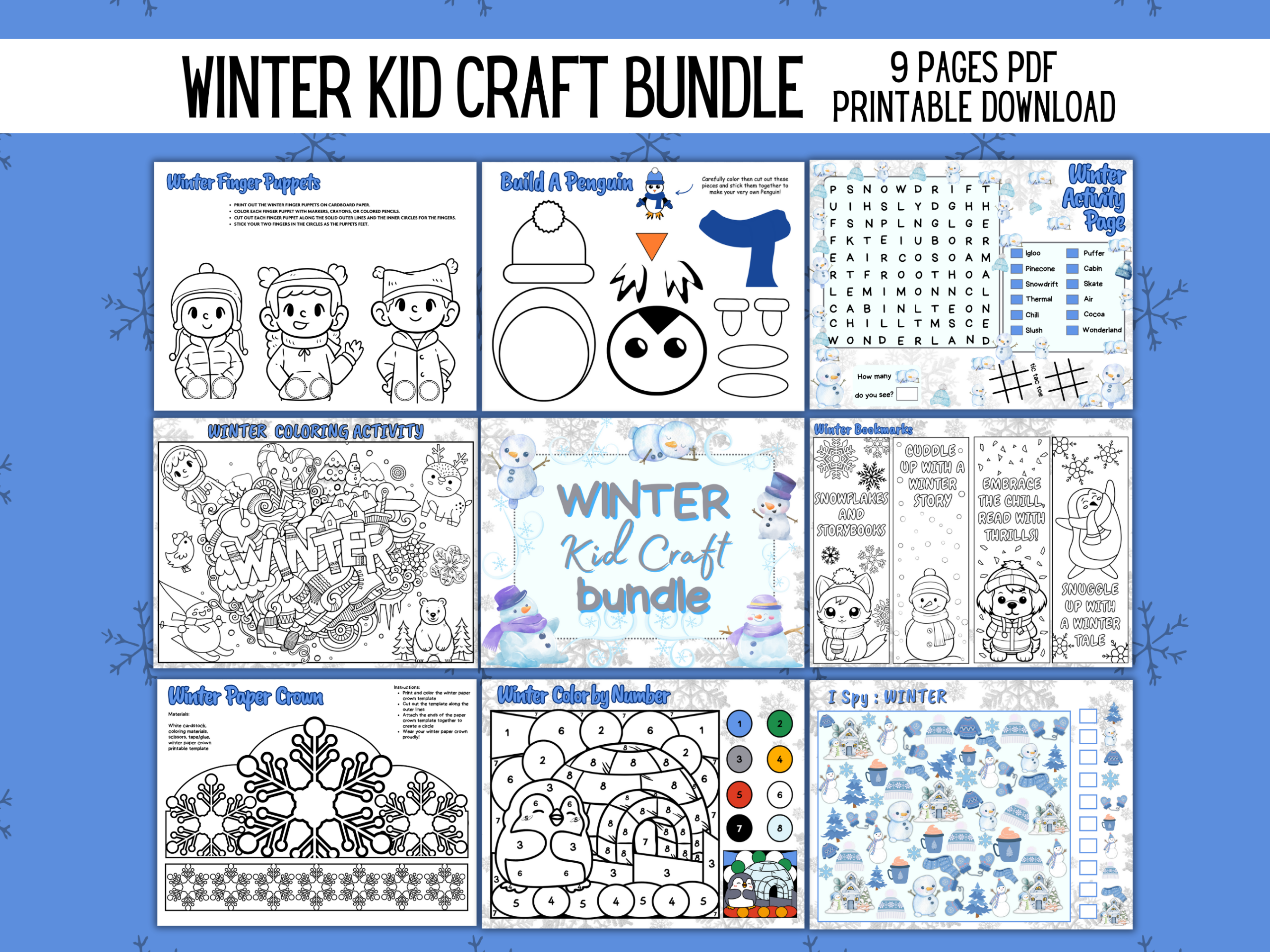 Winter Kid Craft printable bundle mockup