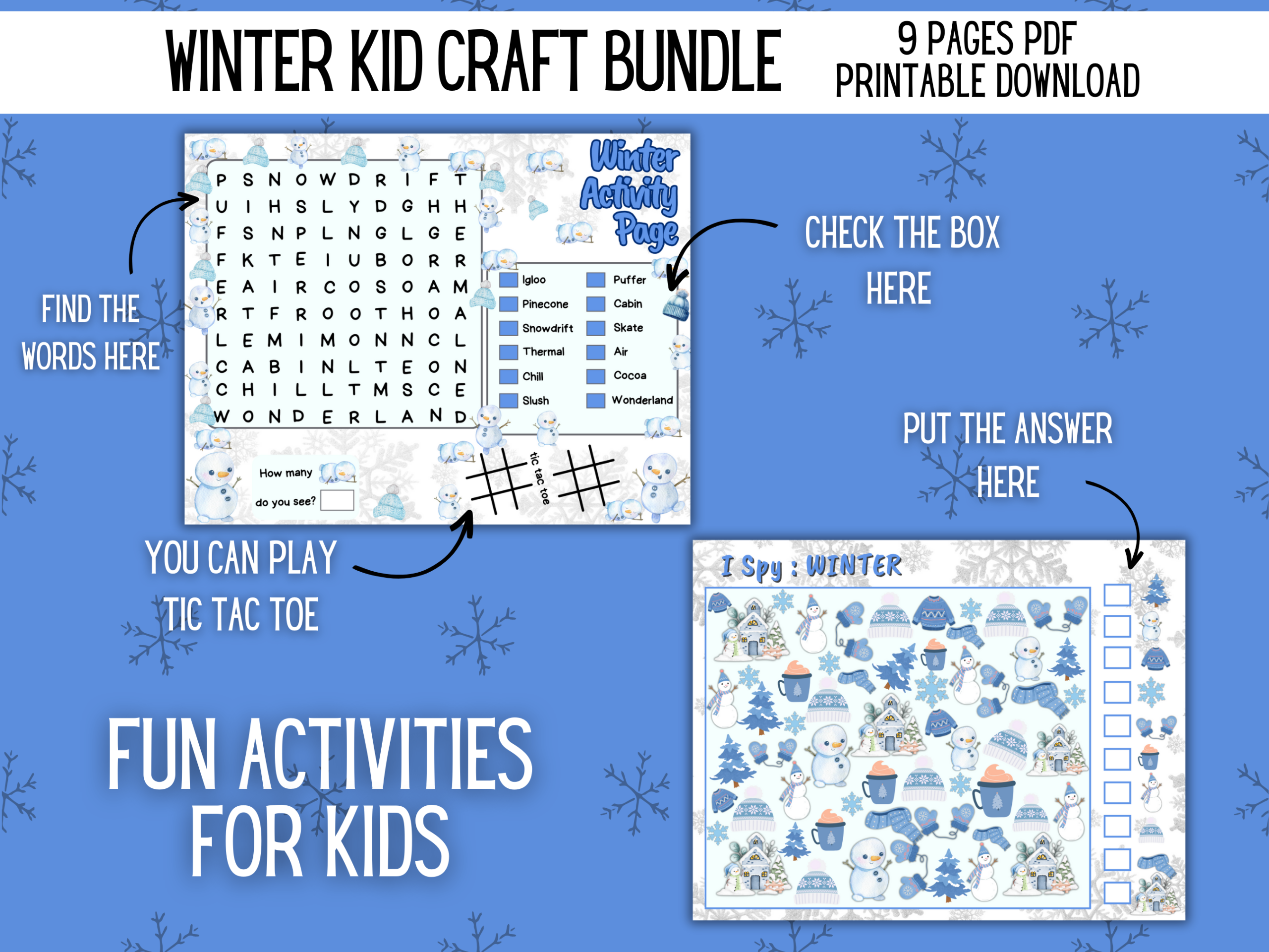 Winter Kid Craft printable bundle mockup