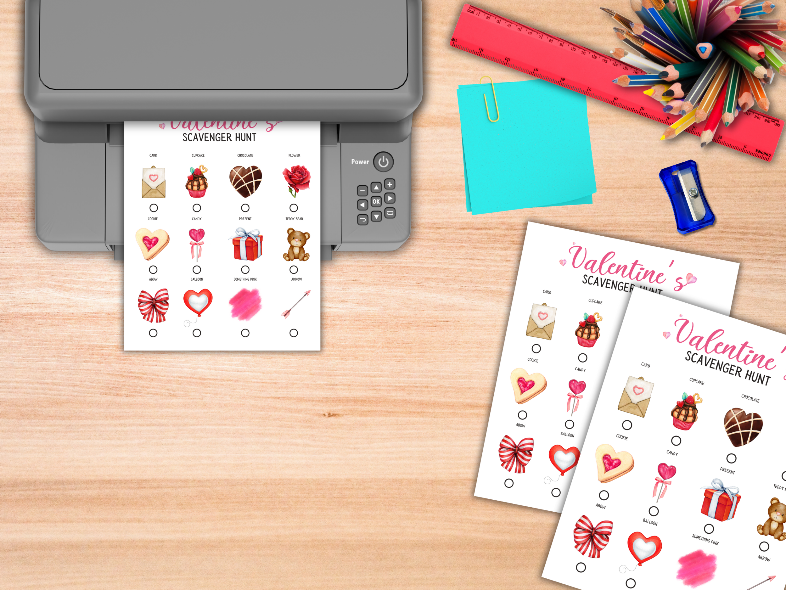 watercolor valentines day scavenger hunt