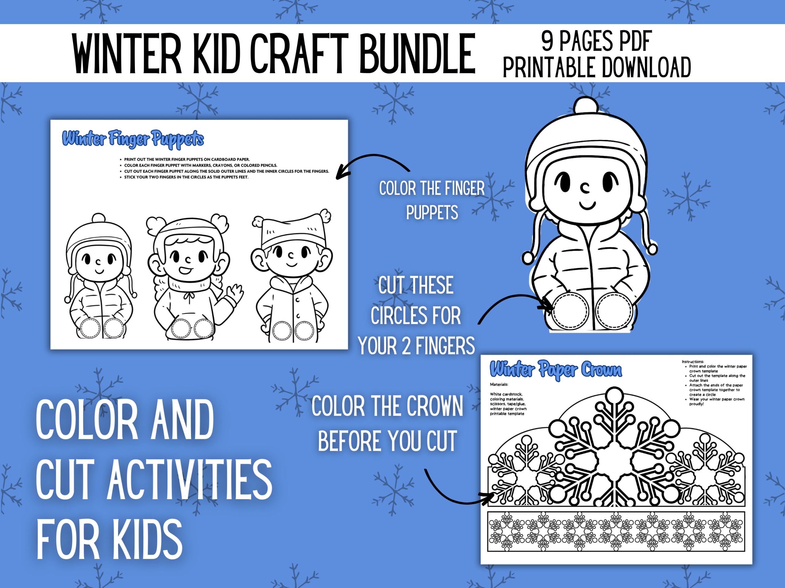 Winter Kid Craft printable bundle mockup