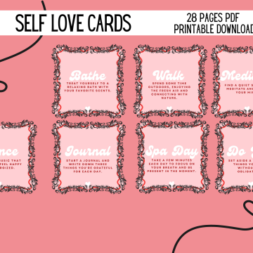 28 Days of Self Love Cards Printable