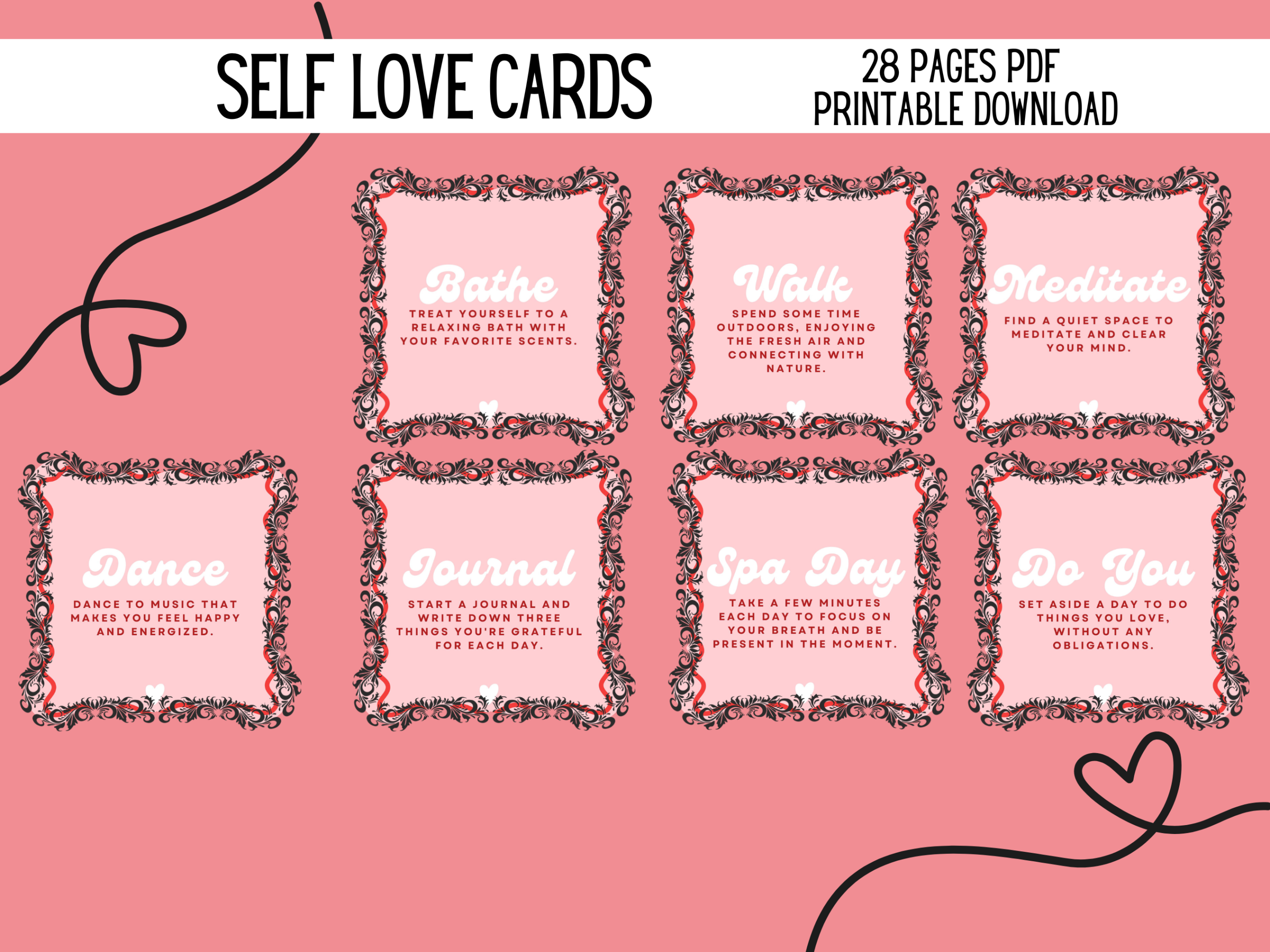 28 Days of Self Love Cards Printable