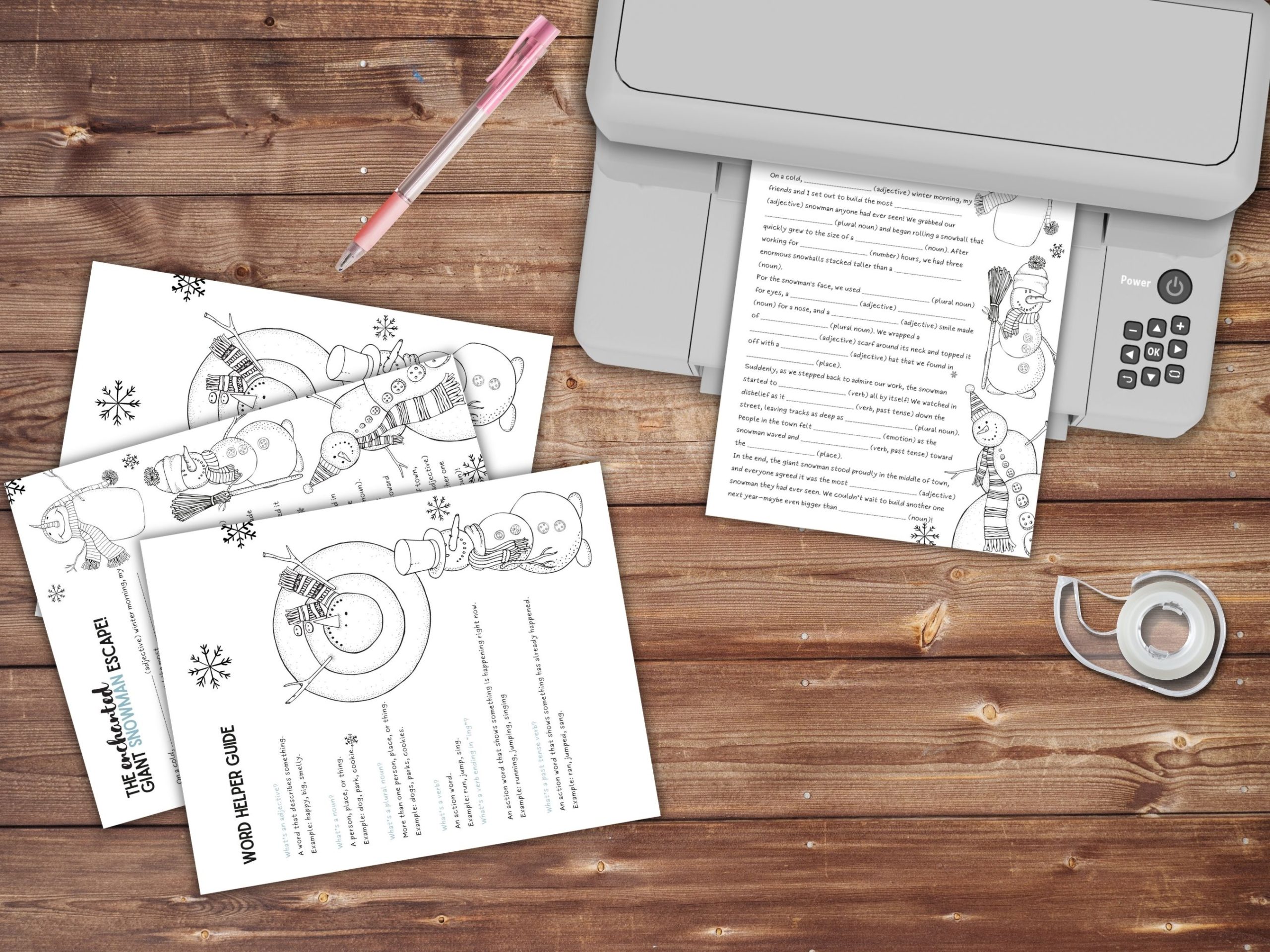 the enchanted giant snowman escape mad lib