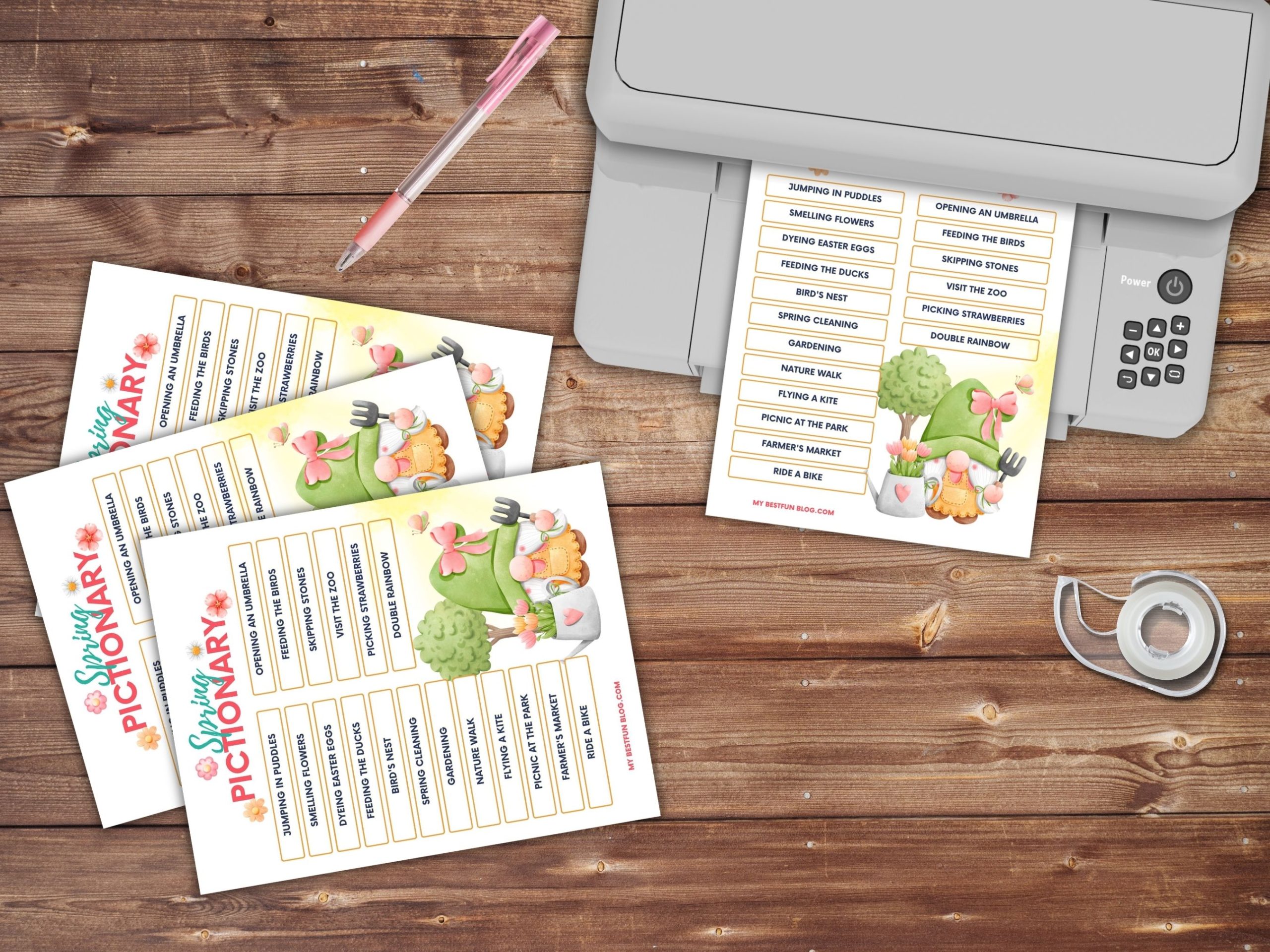 Spring Pictionary Game Printable