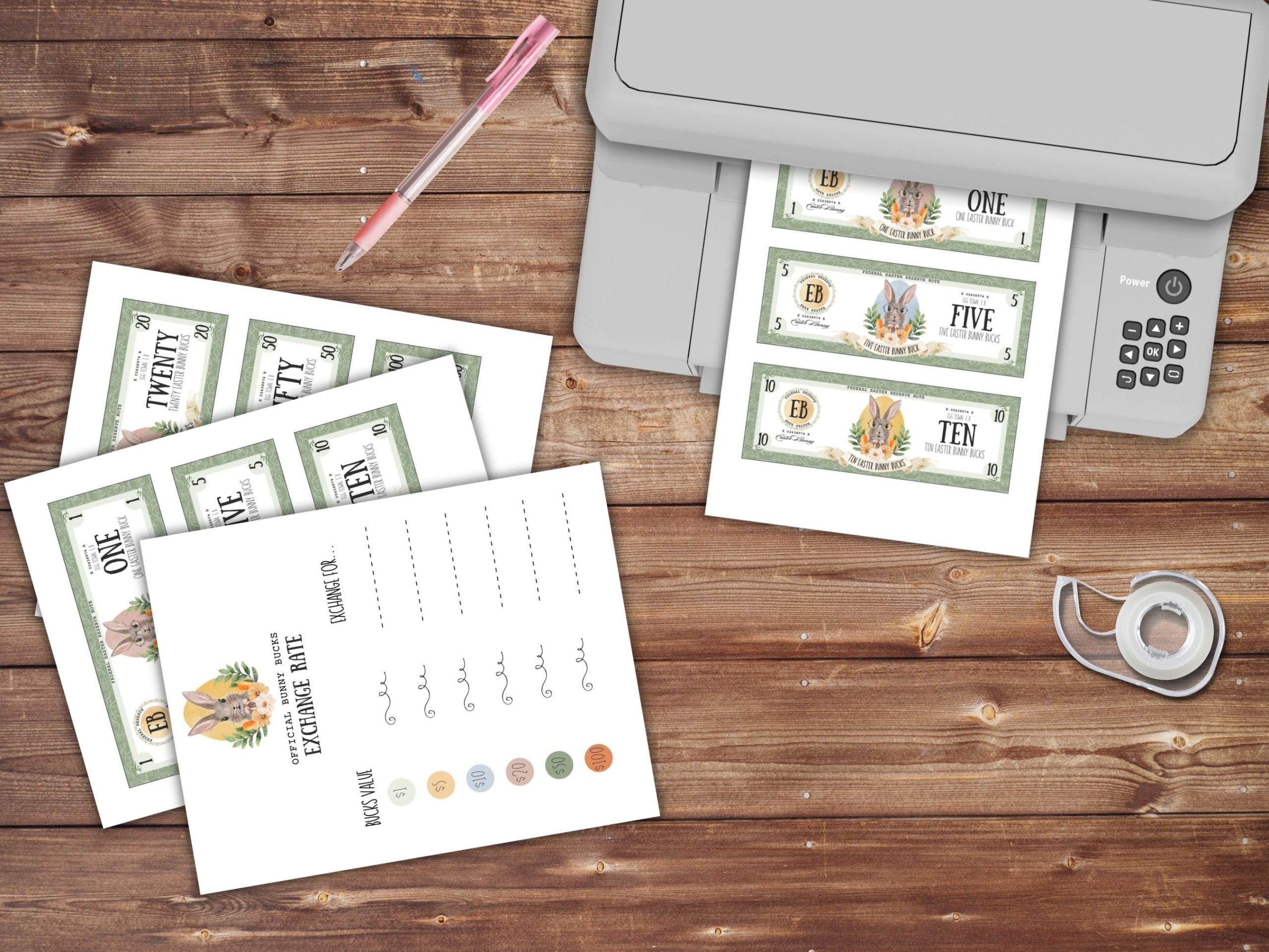 watercolor easter bunny bucks