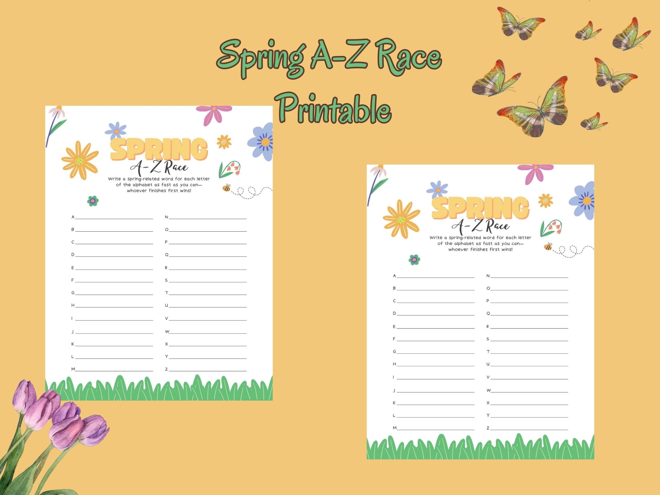 spring a-z race printable