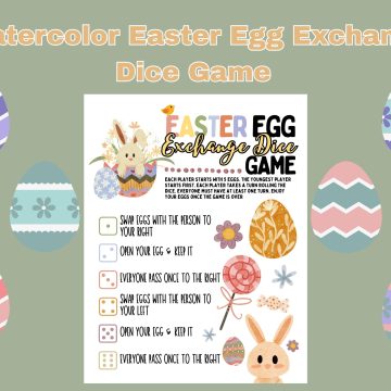 watercolor easter egg dice game