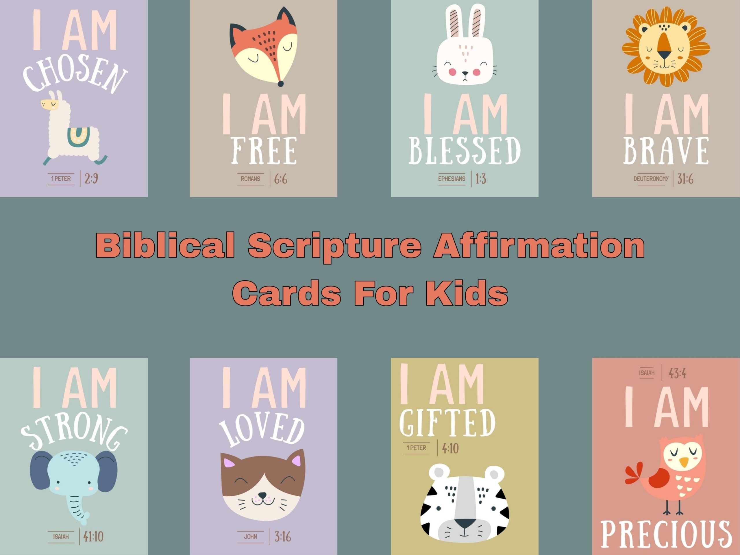 biblical scriptures affirmation cards for kids