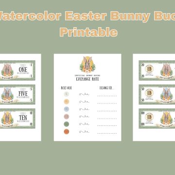 watercolor easter bunny bucks