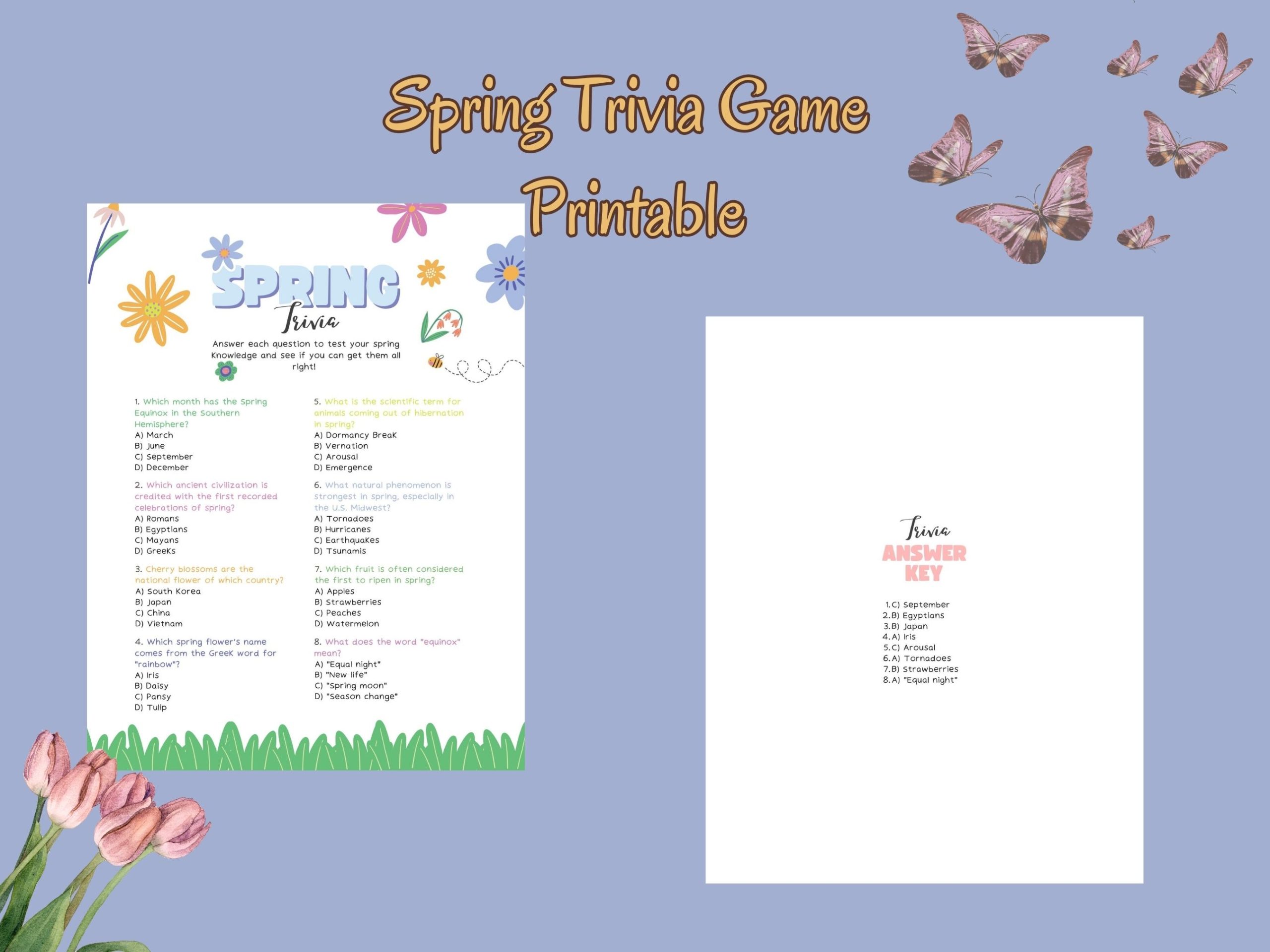 spring trivia game printable