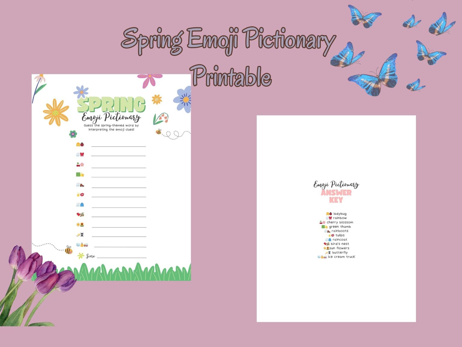 Free Spring Emoji Pictionary Game Printable - Our WabiSabi Life